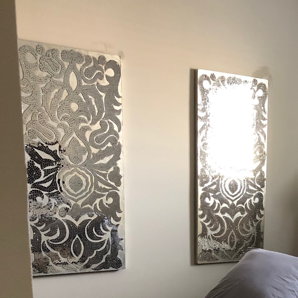Pier 1 - Silver Mirrored Mosaic Damask Wall Panels